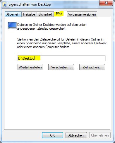 Windows 7 - Systemorder - Pfad anpassen